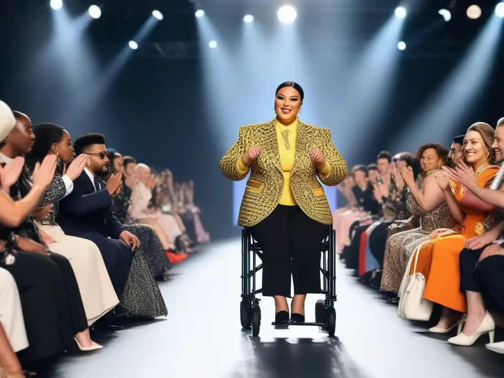 Desfile inclusivo: diversidad en la pasarela Una pasarela inclusiva y diversa con modelos de distintas etnias y estilos, desfilando con confianza