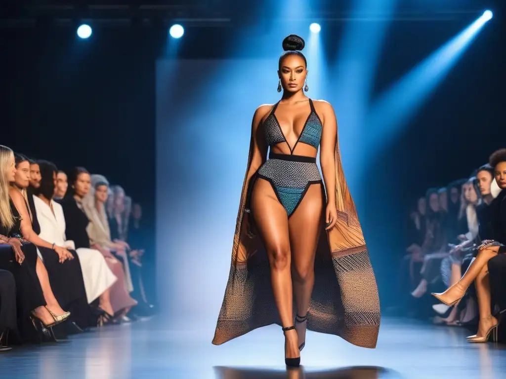 Desfile inclusivo: moda innovadora y diversidad Una pasarela inclusiva con modelos de diversos cuerpos y etnias desfilando con prendas modernas