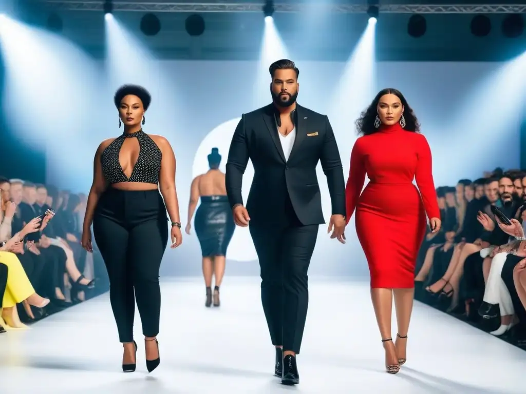 Desfile de moda inclusivo: diversidad y empoderamiento Una pasarela inclusiva con modelos de moda diversidad cuerpos desfilando con estilo y confianza, celebrando la diversidad