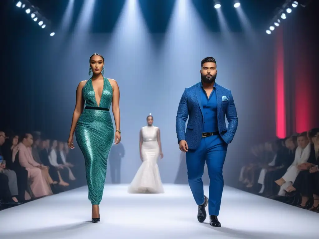Pasarela de moda inclusiva: diversidad y autoconfianza Una pasarela llena de confianza y diversidad, moda inclusiva y autoestima en cada detalle