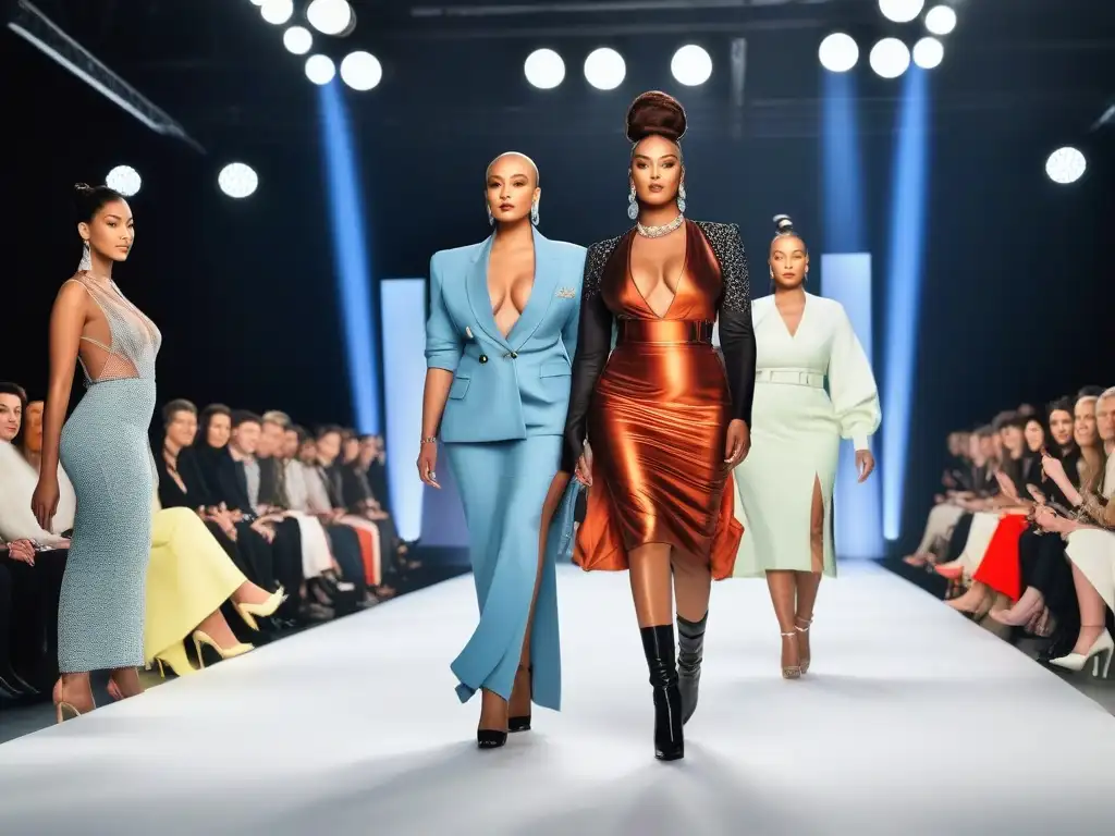 Desfile de moda inclusivo y empoderador: diversidad en la pasarela Una pasarela llena de diversidad y moda inclusiva para todas, irradiando empoderamiento y confianza