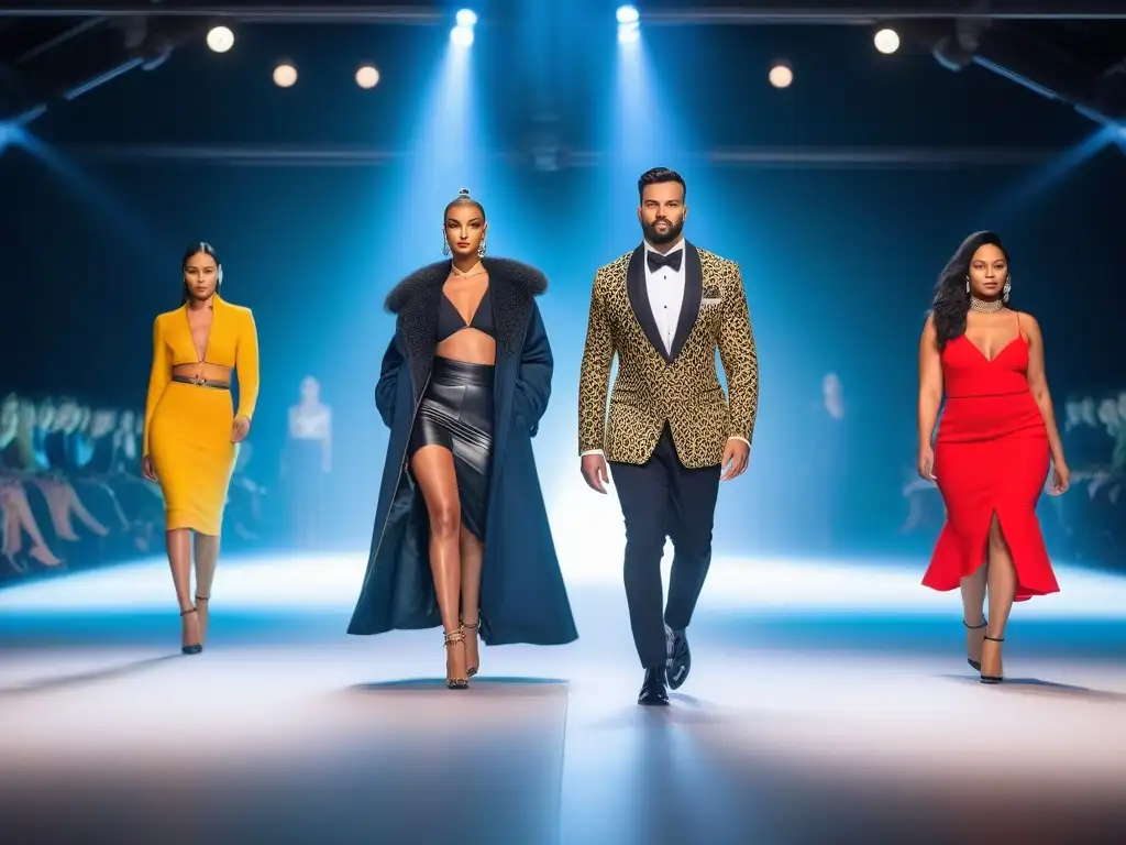 Desfile inclusivo: moda diversa en pasarela Una pasarela llena de diversidad en modelos de distintas etnias, cuerpos y edades, luciendo moda inclusiva