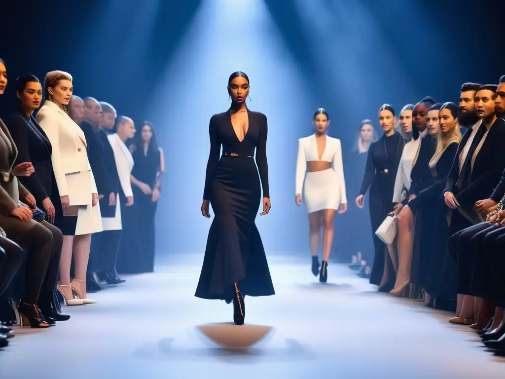 Desfile inclusivo: moda adaptativa para todos Una pasarela de moda adaptativa inclusiva con modelos diversos desfilando en prendas vanguardistas, celebrando la diversidad de cuerpos