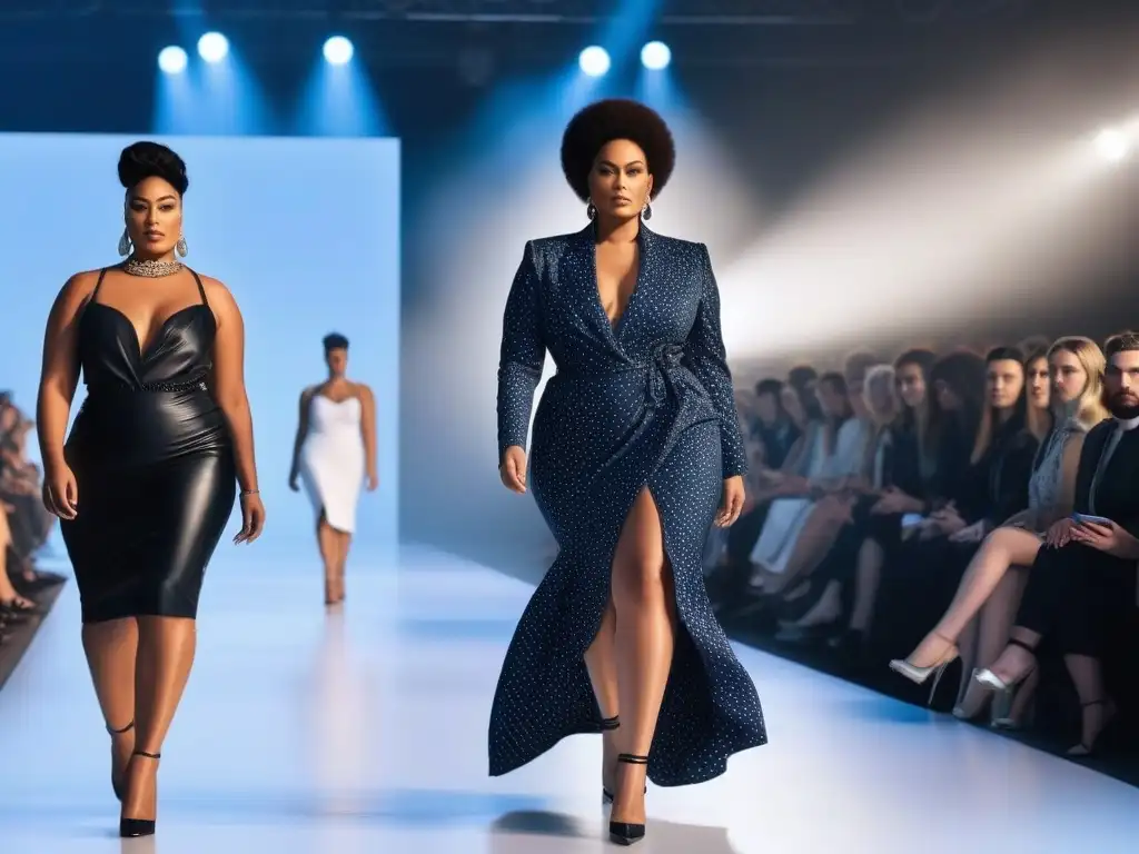 Desfile de moda: diversidad y estilo en la pasarela Una pasarela de moda diversa y inclusiva, desafiando la estandarización de tallas en la industria