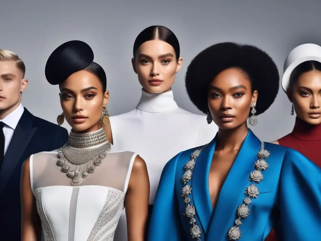 Diversidad elegante: Accesorios de lujo en modelos diversos Una pasarela de moda inclusiva con accesorios de lujo, mostrando diversidad de estilos y culturas