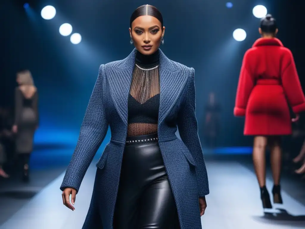 Desfile de moda inclusivo: diversidad empoderada y estilo único Una pasarela de moda inclusiva y body positive con individuos diversos desfilando con confianza y estilo vanguardista
