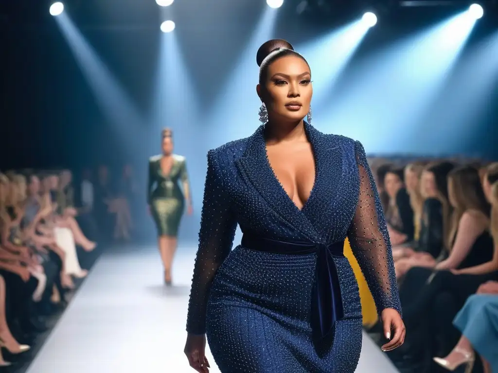 Desfile de moda inclusiva: diversidad de cuerpos y estilo Una pasarela de moda inclusiva, calidad y estilo con modelos de diferentes tipos de cuerpo desfilando con confianza y elegancia