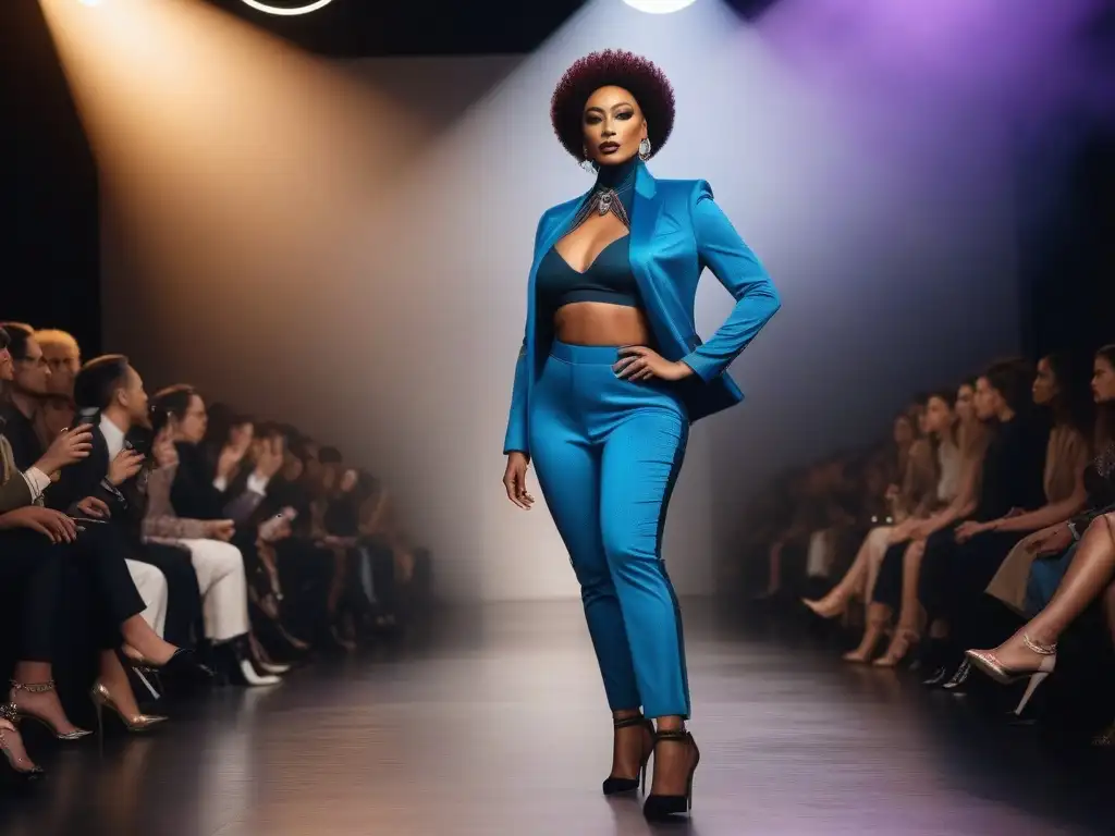 Desfile de moda inclusiva para cuerpos trans Una pasarela de moda inclusiva para cuerpos diversos, donde modelos muestran con orgullo su identidad única