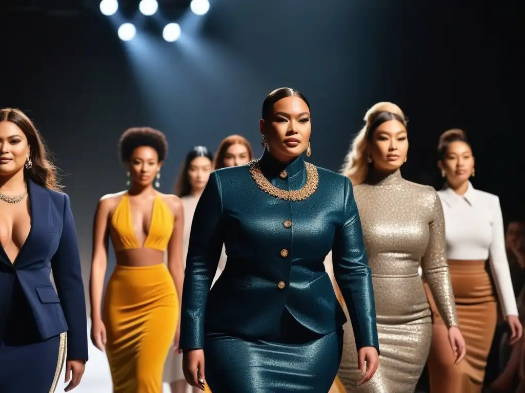 Desfile de moda inclusivo: celebrando la diversidad y la confianza Una pasarela de moda inclusiva para todos cuerpos con modelos diversos desfilando con confianza y empoderamiento