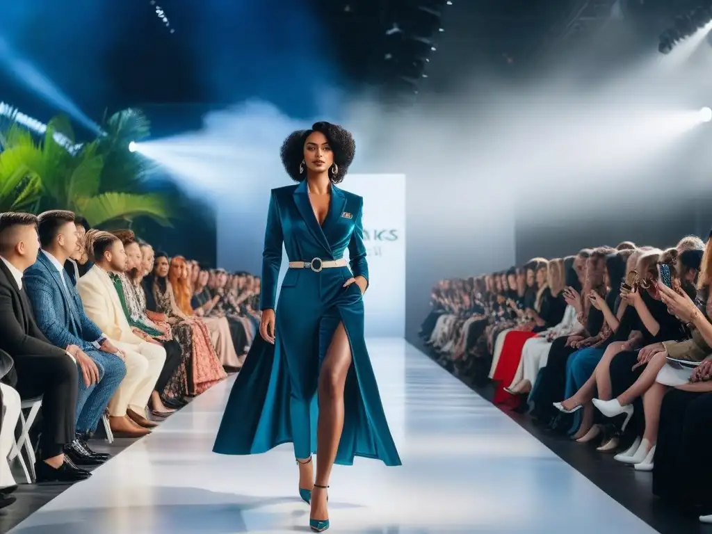Moda inclusiva: Desfile empoderador y diverso Una pasarela de moda inclusiva para todos los cuerpos, donde modelos diversos desfilan con confianza y estilo innovador