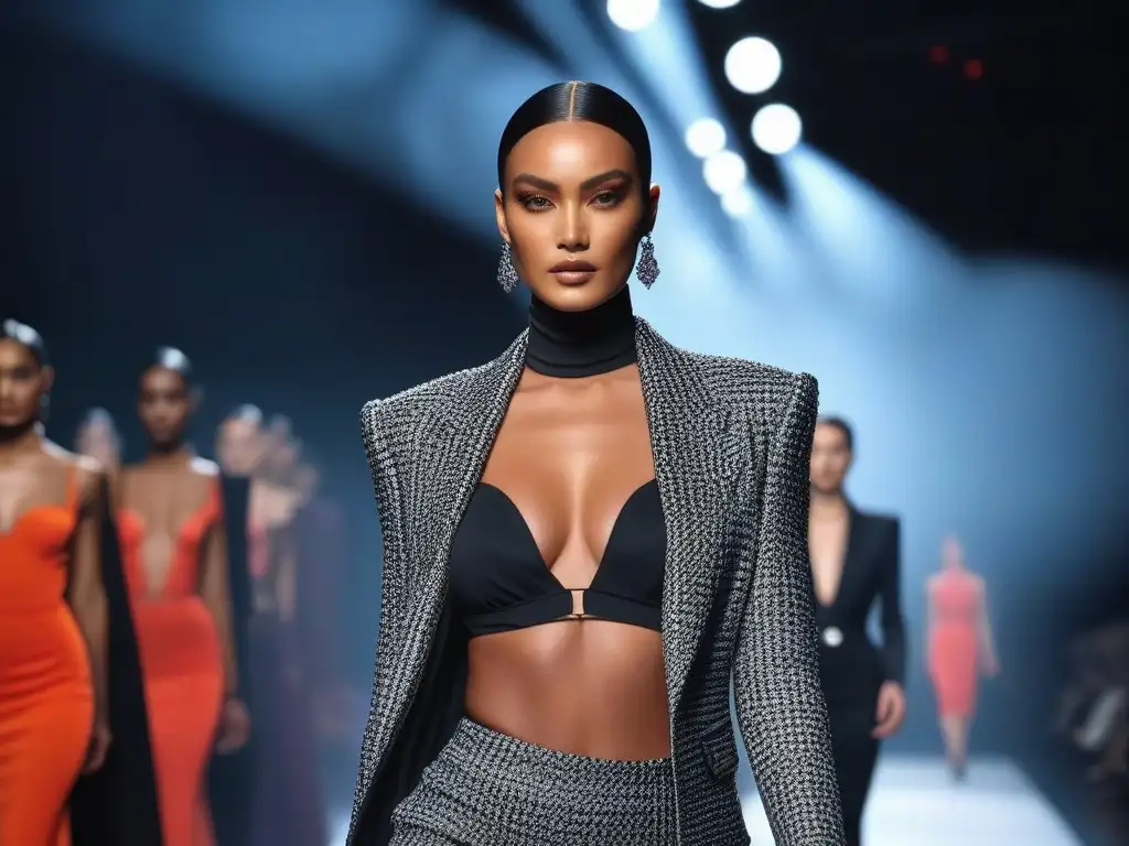 Desfile de moda Armani: diversidad y elegancia en la pasarela Una pasarela de moda inclusiva para todos los cuerpos, con modelos diversos luciendo diseños de Armani con elegancia y confianza