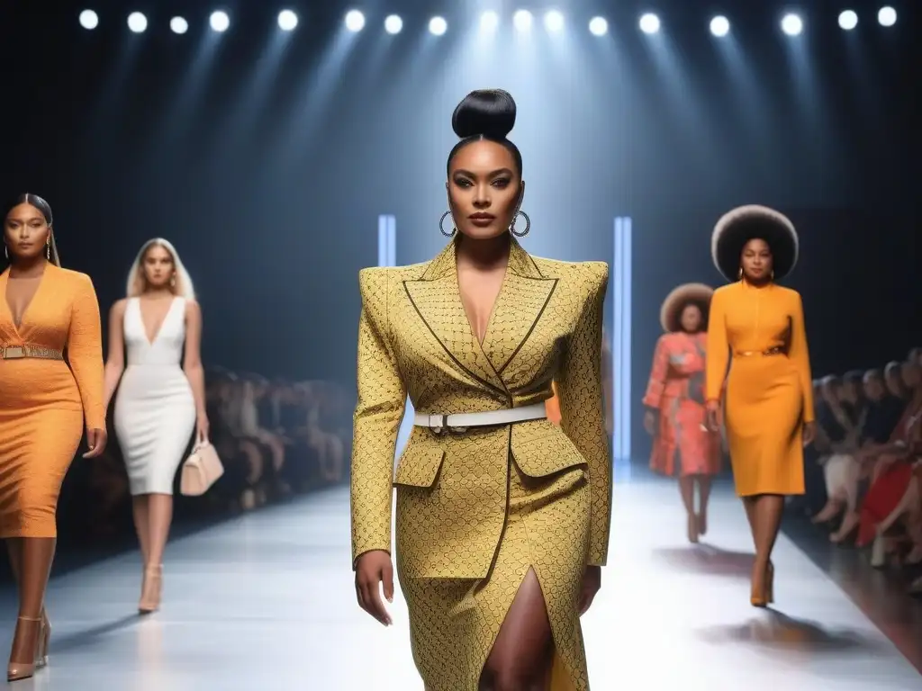 Desfile de moda inclusivo: diversidad, estilo y empoderamiento Una pasarela de moda inclusiva para todos los cuerpos, con diversidad de estilos y colores, celebrando la individualidad