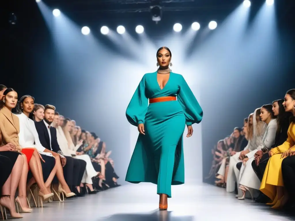 Desfile inclusivo: moda diversa y empoderada Una pasarela de moda inclusiva para todos cuerpos con modelos diversos desfilando con confianza y celebrando la diversidad en la industria