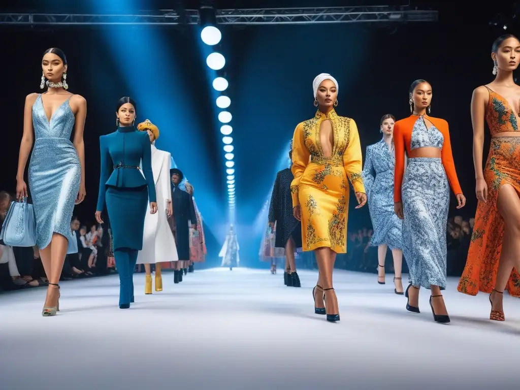 Desfile de moda inclusivo: Celebrando la diversidad cultural en la pasarela Una pasarela de moda inclusiva y diversa con modelos de diferentes culturas y estilos, exhibiendo prendas vanguardistas