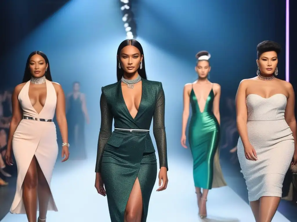 Desfile de moda inclusivo: diversidad en pasarela Una pasarela de moda inclusiva y diversa celebrada con modelos de distintas etnias, cuerpos y habilidades desfilando con confianza