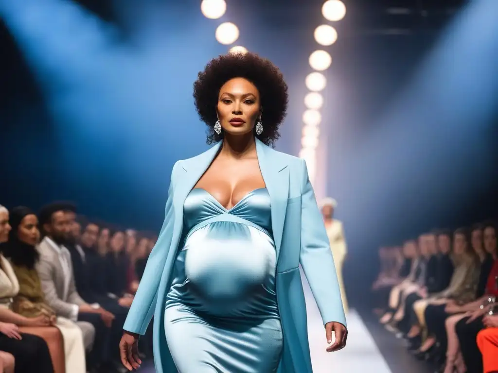Desfile de moda de embarazadas: diversidad y estilo de Vivienne Westwood Una pasarela de moda inclusiva y diversa con mujeres embarazadas luciendo atuendos de Vivienne Westwood