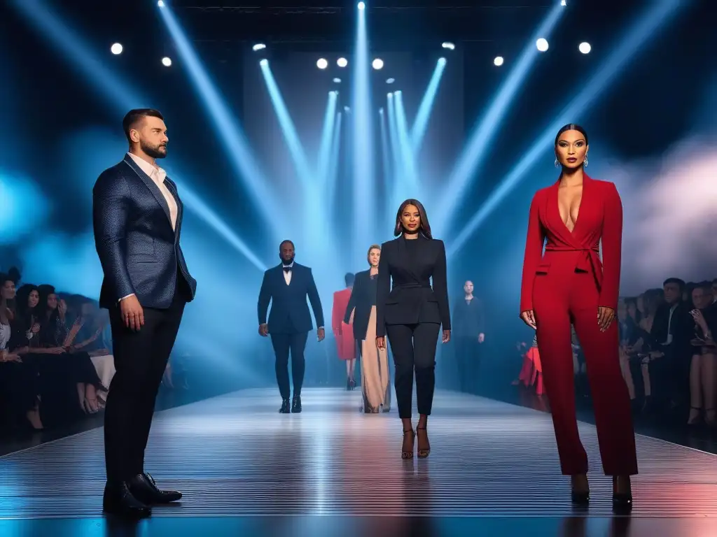 Desfile de moda inclusivo: diversidad y elegancia adaptativa Una pasarela de moda inclusiva y elegante, donde personas con diversas habilidades y estilos lucen ropa adaptativa para todos