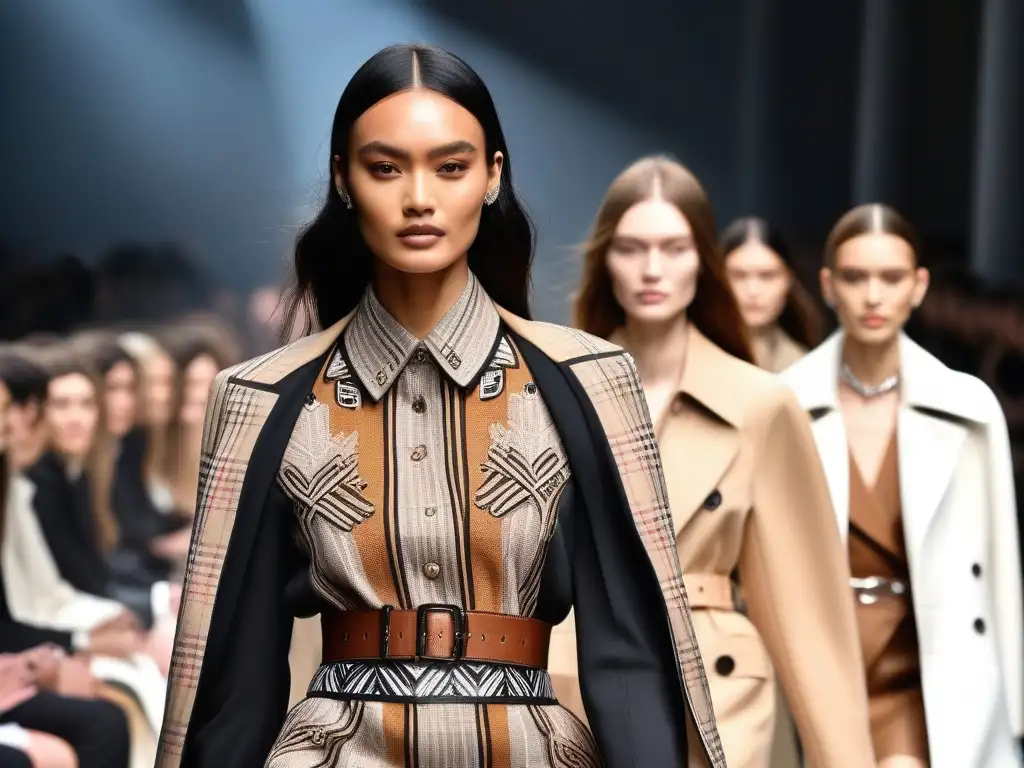 Desfile Burberry: Diversidad y Moda Inclusiva en la Pasarela Una pasarela de moda inclusiva Burberry desafía estándares, con modelos diversos desfilando con confianza y elegancia