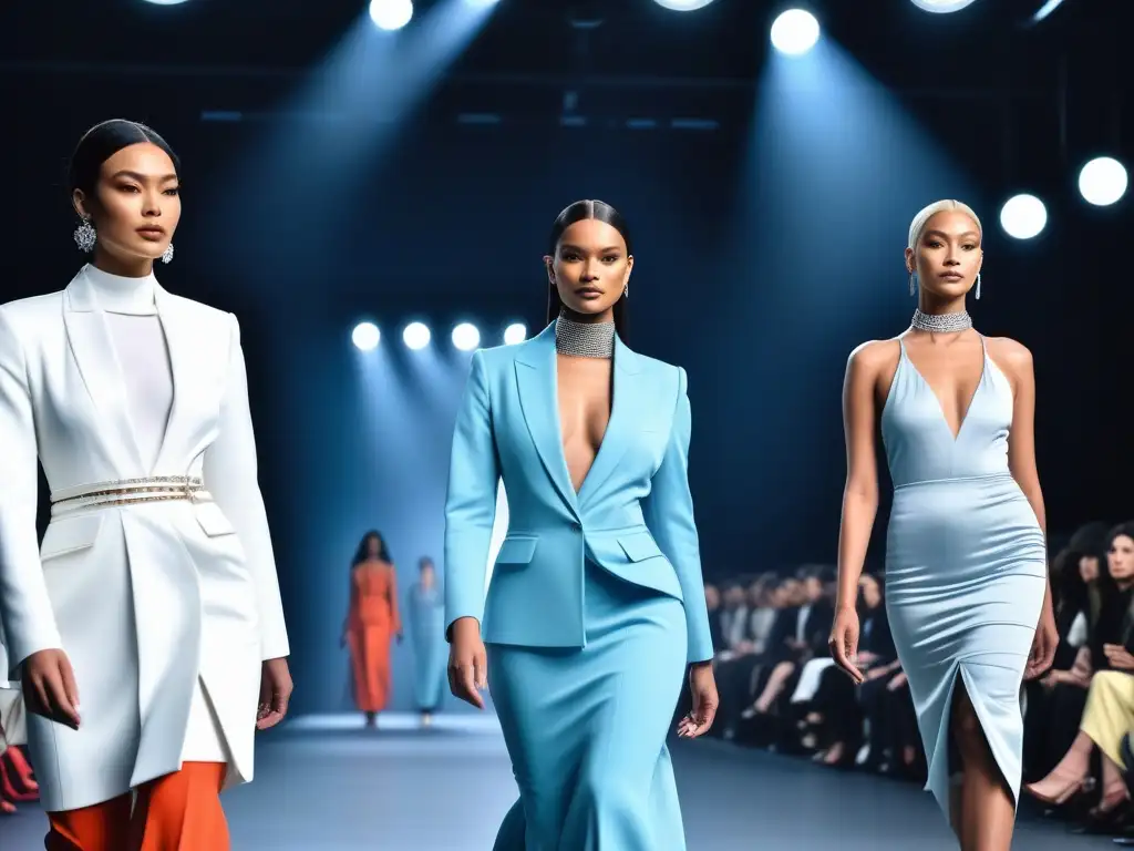 Desfile de moda inclusivo: diversidad y estilo en la pasarela Una pasarela de moda inclusiva cambiando estereotipos, con modelos diversos luciendo diseños modernos y únicos