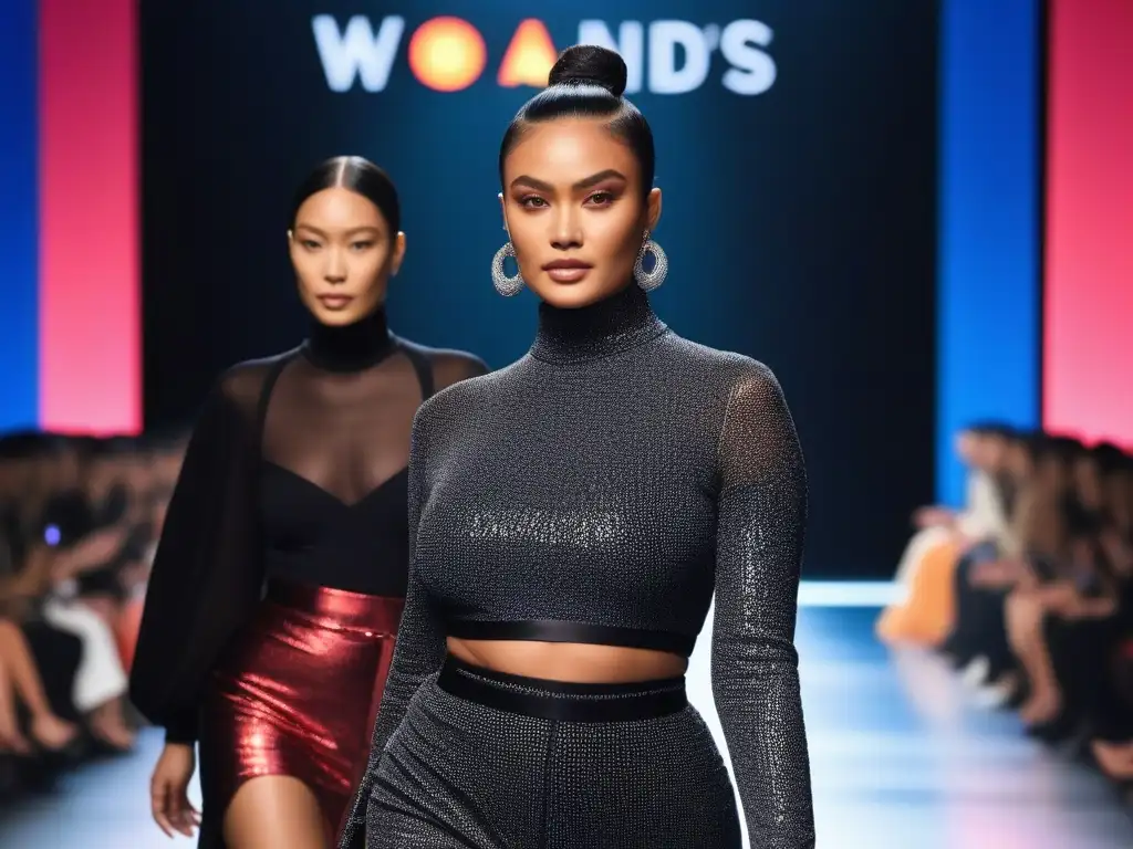 Desfile de moda inclusivo: diversidad y estilo en la pasarela Una pasarela de moda inclusiva con modelos diversos desfilando, en un ambiente festivo