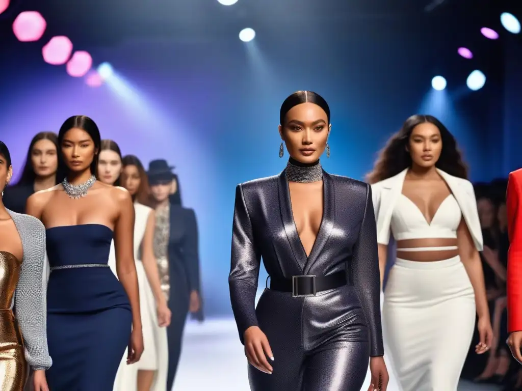Desfile de moda inclusivo: diversidad y empoderamiento en la pasarela Una pasarela de moda inclusiva con modelos diversos mostrando empoderamiento y confianza
