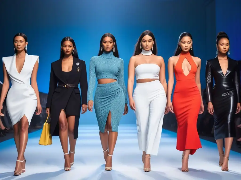 Desfile de moda inclusivo con modelos diversos y empoderados Una pasarela de moda inclusiva con modelos diversos luciendo diseños únicos y elegantes