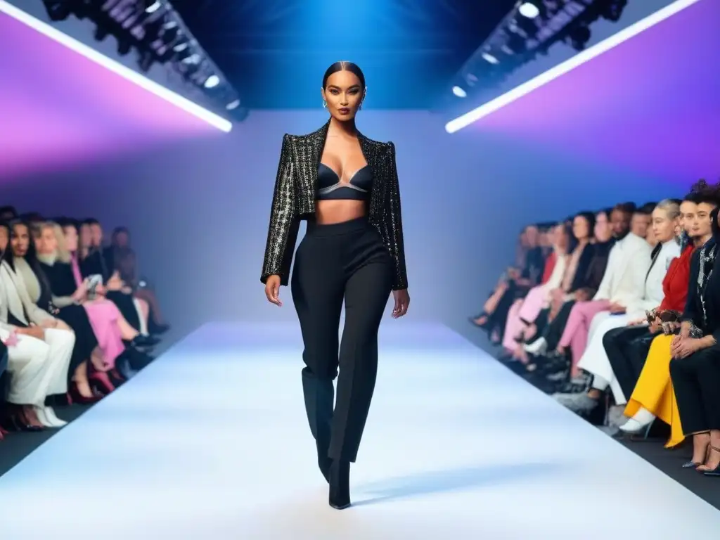 Desfile de moda inclusivo: diversidad y elegancia en la pasarela Una pasarela de moda inclusiva con modelos diversos exhibiendo elegantes diseños