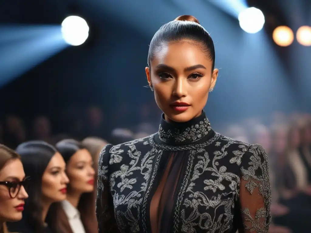 Desfile de moda inclusiva para mujeres petite: elegancia y empoderamiento Una pasarela de moda inclusiva para mujeres petites, donde modelos desfilan con confianza en diseños elegantes y chic