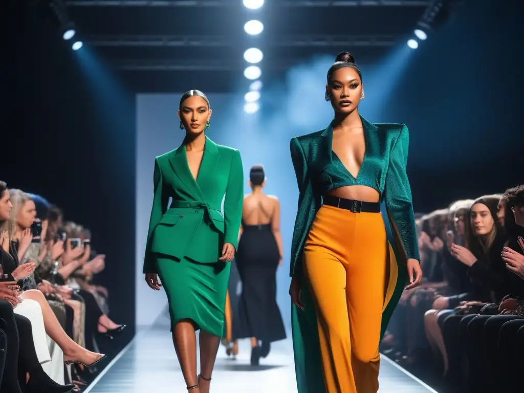 Desfile de moda inclusiva: diversidad, estilo y empoderamiento Una pasarela de moda inclusiva con personas trans desfilando con confianza, desafiando normas tradicionales
