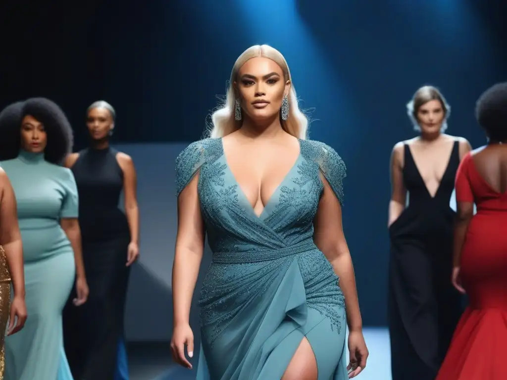 Desfile inclusivo: moda para todos, empoderamiento y diversidad Una pasarela de moda inclusiva con personas diversas desfilando con confianza