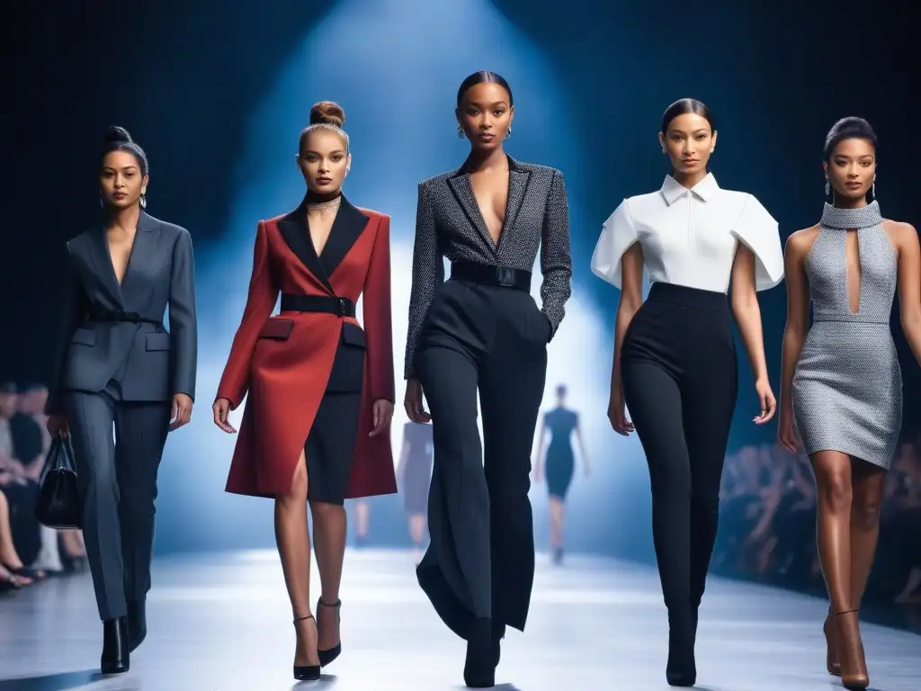 Desfile de moda para mujeres petites: confianza y estilo en la pasarela Una pasarela de moda petite, marcas adaptan colecciones para mujeres petite, modelos desfilan con estilo y confianza