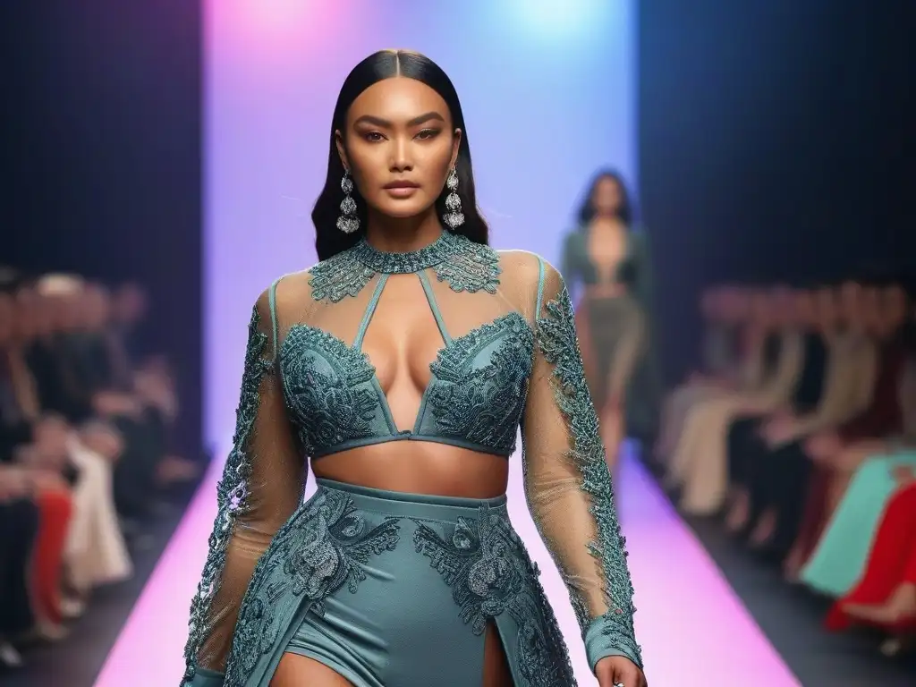 Desfile de moda inclusivo: diversidad y estilo en la pasarela Una pasarela de moda con modelos diversos luciendo diseños inclusivos y modernos
