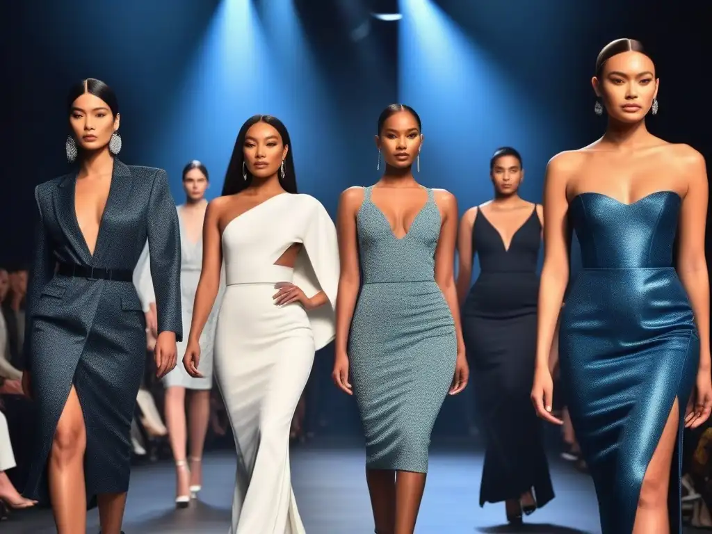 Desfile de moda inclusivo con modelos diversos Una pasarela de moda con modelos diversos desfilando con confianza y estilo