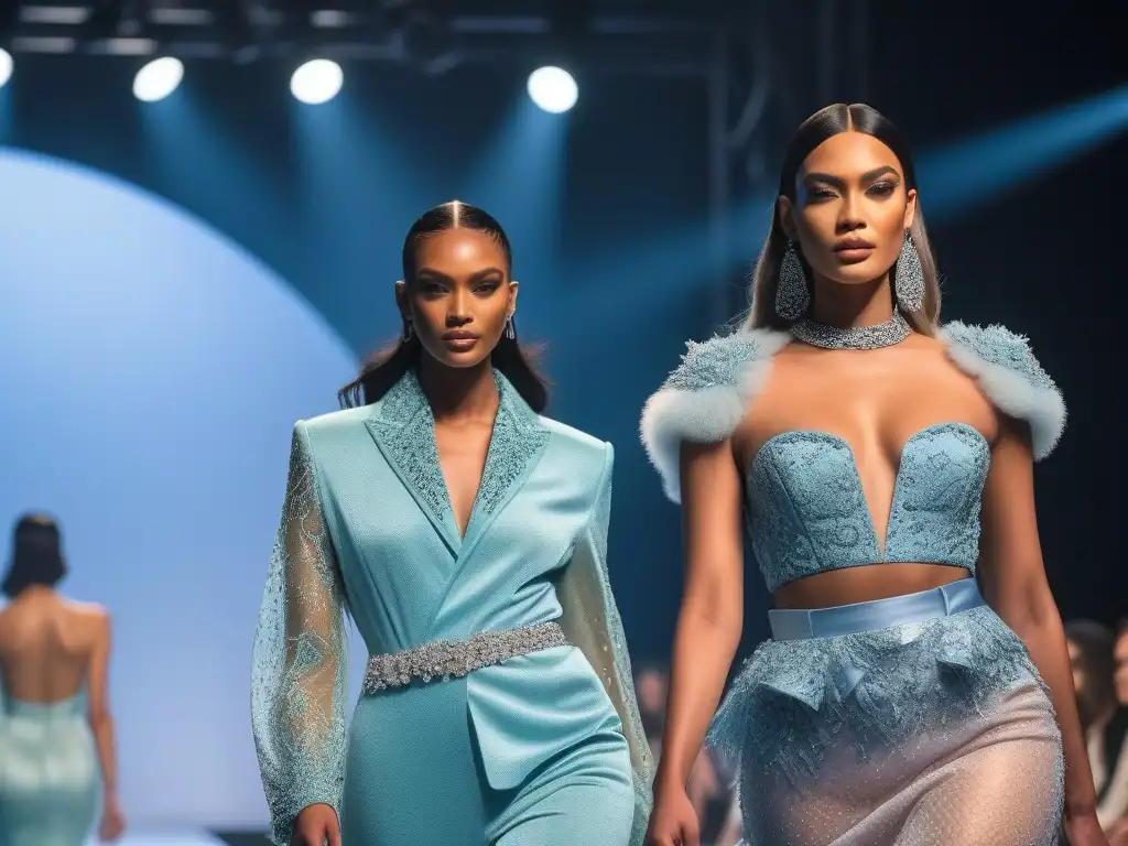 Desfile de moda transgénero: empoderamiento y estilo único Una pasarela de moda con modelos trans desfilando con confianza y estilo, rompiendo barreras en la industria