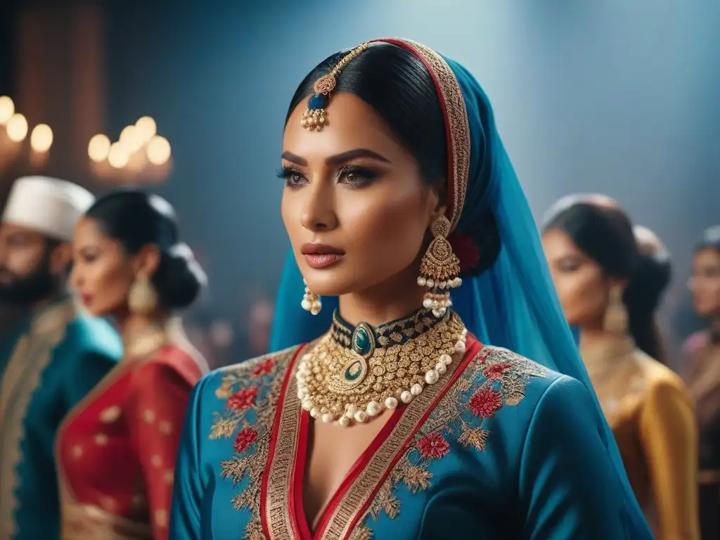 Desfile de moda étnica: diversidad y estilo en 8k Una pasarela de moda mundial con modelos en prendas étnicas evolución moda mundial