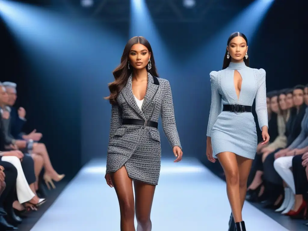 Desfile de moda petite: Elegancia y estilo en pasarela Una pasarela de moda petite donde modelos exhiben colecciones adaptadas de marcas, derrochando estilo y confianza