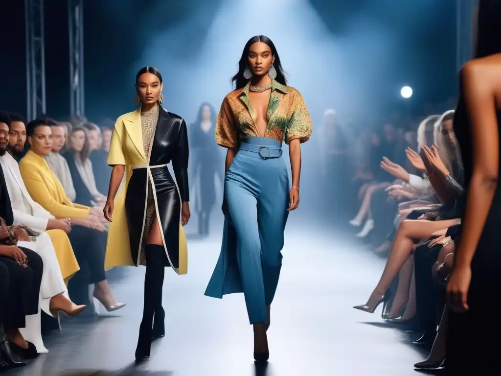 Desfile de moda inclusivo y sostenible: diversidad en pasarela Una pasarela de moda sostenible para todos los cuerpos, con modelos diversos desfilando con confianza y estilo