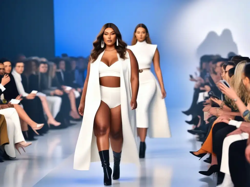 Desfile de moda sostenible: diversidad, empoderamiento y estilo específico Una pasarela de moda sostenible con modelos diversos de diferentes tallas y etnias