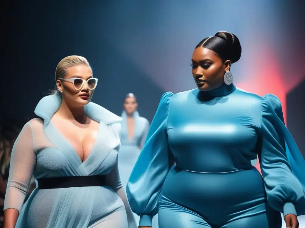 Desfile de moda plussize: elegancia y diversidad en la pasarela Pasarela de moda plus size: modelos seguras desfilan con diseños trendsetting, celebrando la diversidad y la inclusión