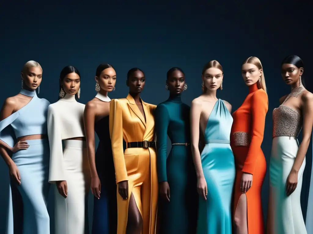 Desfile Lanvin: diversidad de tallas y estilos en pasarela Una pasarela moderna con modelos de diferentes tallas y etnias luciendo la última colección de Lanvin