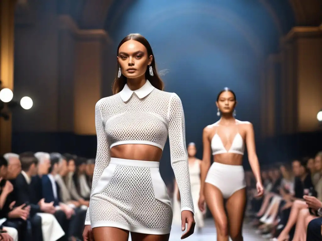 Desfile inclusivo de moda de Stella McCartney: diversidad, empoderamiento y estilo Una pasarela vanguardista con modelos diversos luciendo la última colección de moda inclusiva de Stella McCartney, irradiando empoderamiento y estilo