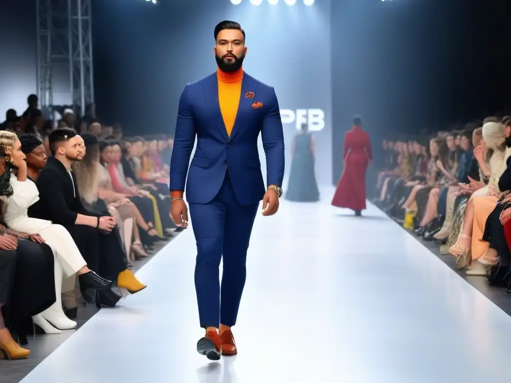Desfile inclusivo: moda diversa y empoderamiento Una pasarela vibrante y diversa con modelos de diferentes cuerpos y estilos, luciendo moda inclusiva para todos cuerpos