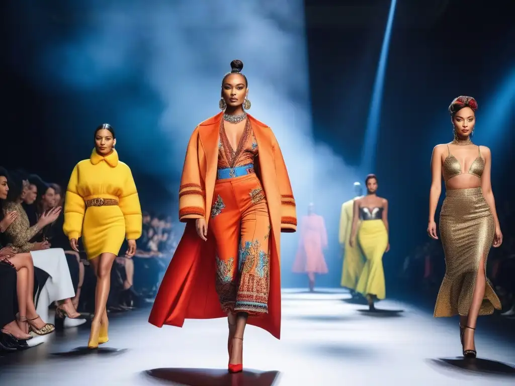 Desfile de moda multicultural: diversidad y estilo en la pasarela Una pasarela vibrante y diversa con modelos de diferentes culturas y estilos, celebrando la inclusión y diversidad en moda