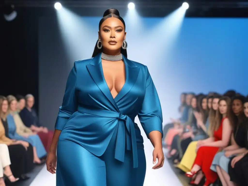 Desfile de moda inclusiva: Celebrando la diversidad en la pasarela Una pasarela vibrante con moda adaptativa inclusiva y diversa, modelos únicos desfilan con innovadores diseños, público aplaudiendo