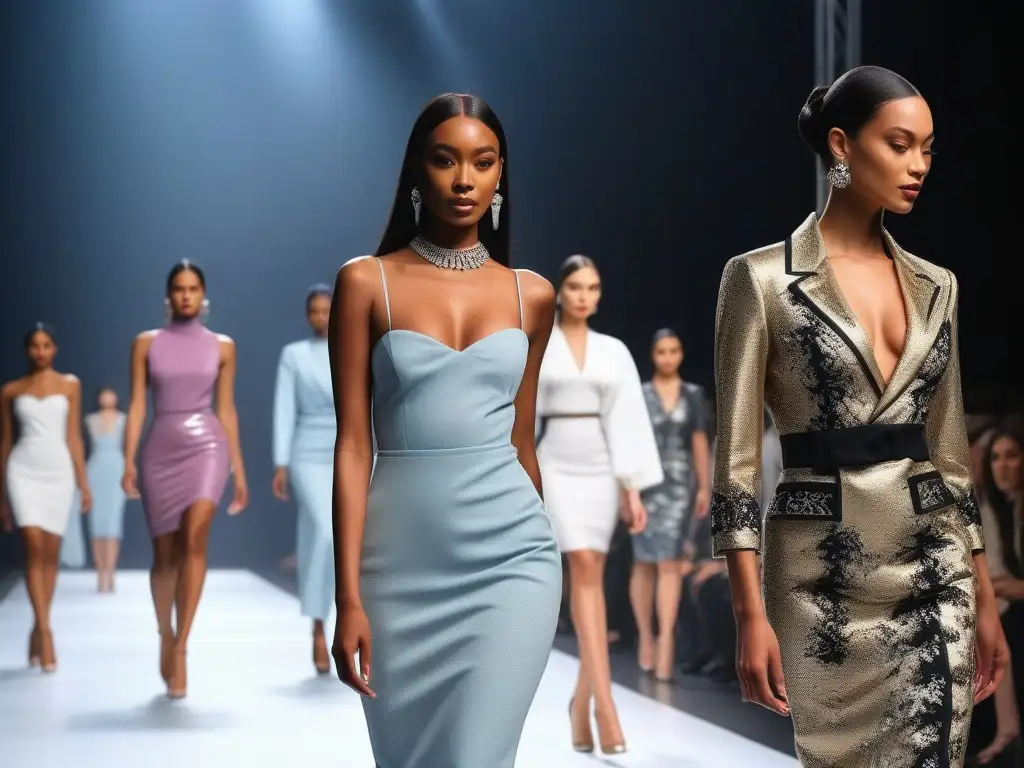 Desfile de moda petite: inclusivo, diverso y moderno Una pasarela vibrante con moda petite inclusiva y diversa, donde modelos profesionales desfilan con estilo único