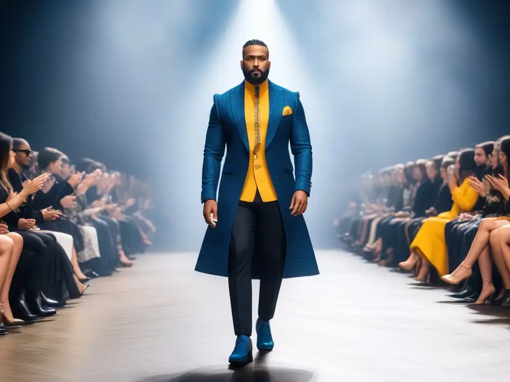 Desfile de moda inclusivo: diversidad y estilo en alta costura Una pasarela vibrante con modelos de diferentes etnias y estilos desfilando juntos en atuendos avant-garde