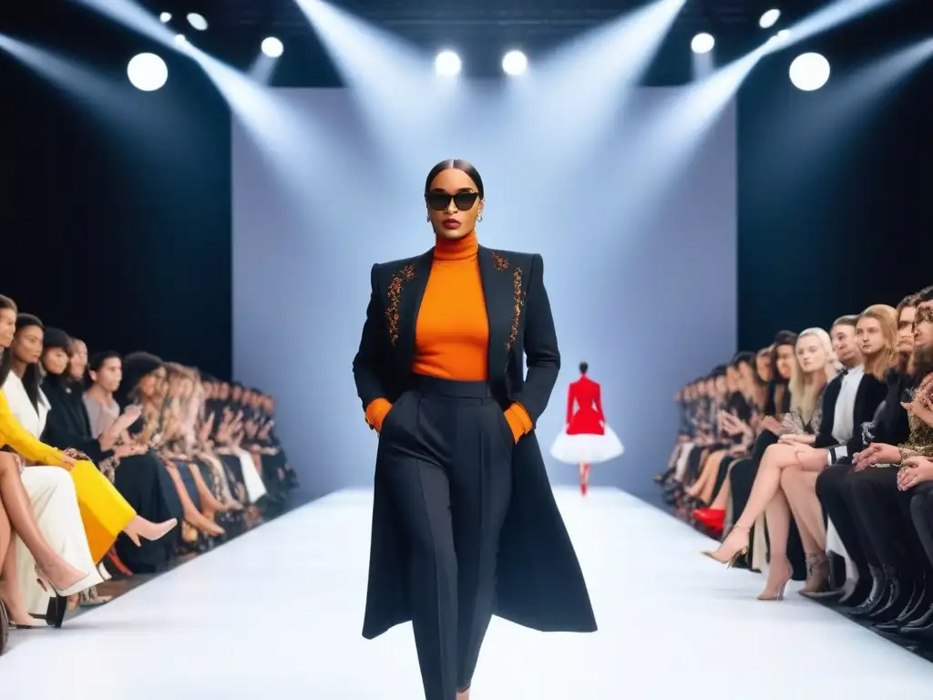 Desfile de moda inclusivo: diversidad de estilos y confianza en la pasarela Una pasarela vibrante con modelos diversos, reflejando la inclusión en la moda diversa