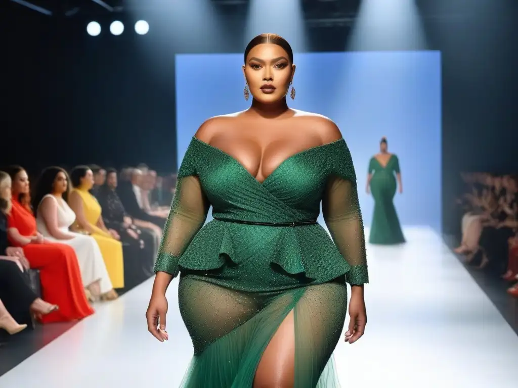 Pasarela de modelos plus size: diversidad y empoderamiento en la moda Pasarelas de moda plus size adaptación: Modelos desfilan con confianza y empoderamiento, exhibiendo diversidad y estilo