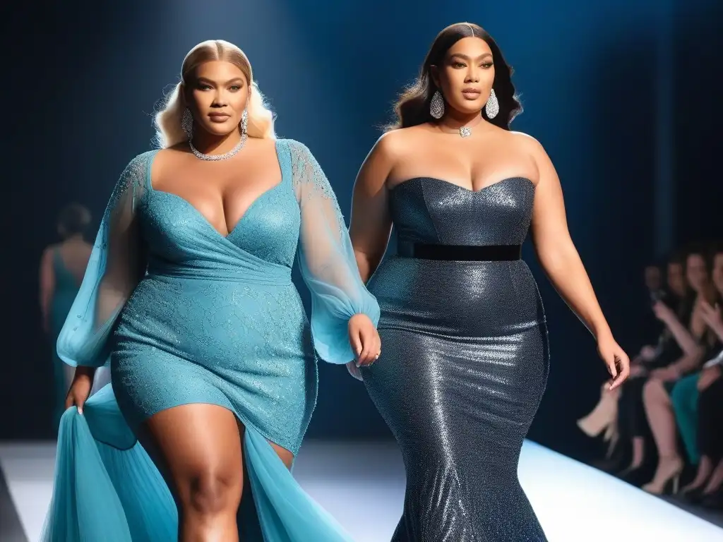 Desfile de modelos plus size: diversidad y estilo en alta costura Pasarelas de moda plus size: modelos seguras desfilan con estilos diversos, reflejando inclusividad y positividad corporal