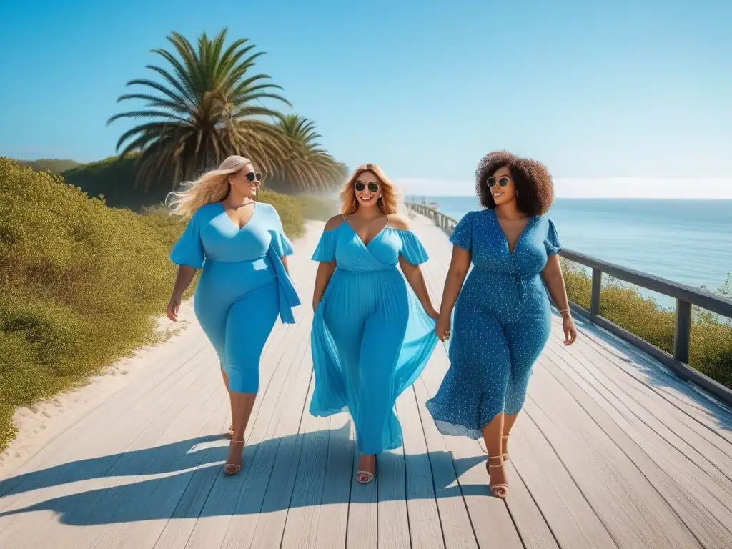 Verano de inclusividad: Moda adaptativa para todos los cuerpos en la playa Un paseo alegre por la playa con moda adaptativa verano tallas especiales, en un ambiente inclusivo y empoderador